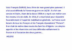 GUERRE 14-18 FRANCOIS DARIUS EPOUX DE MATHILDE LOUISE MIOT